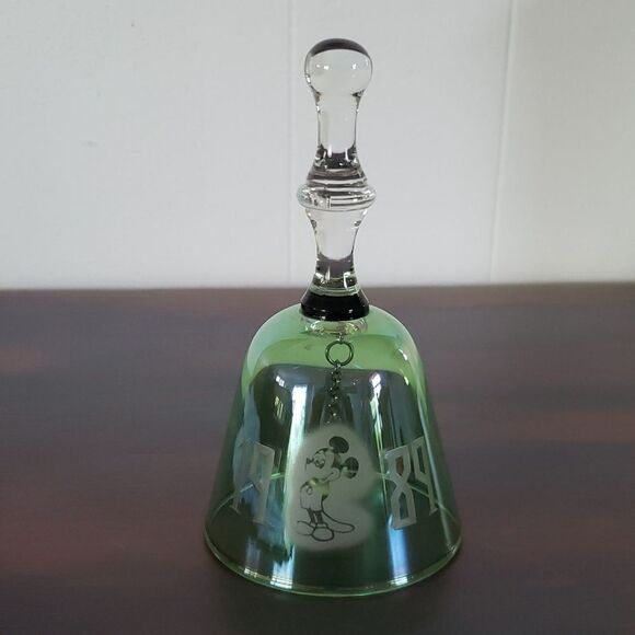 Vintage Other - Vintage Disney Mickey Mouse Blue Green Iridescent Crystal Bell 1989